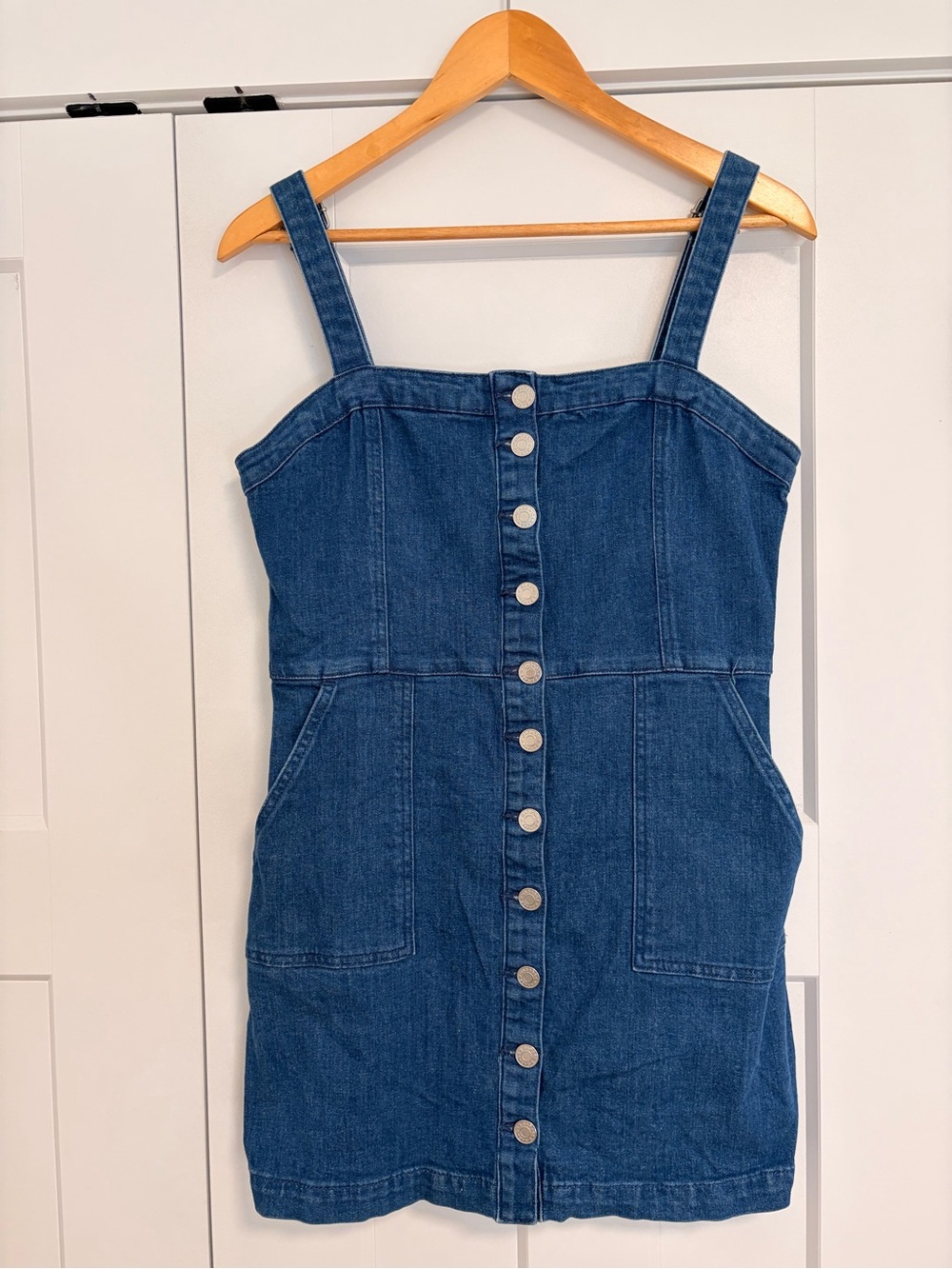 Garage Dark Blue Button-Front Denim Mini Dress